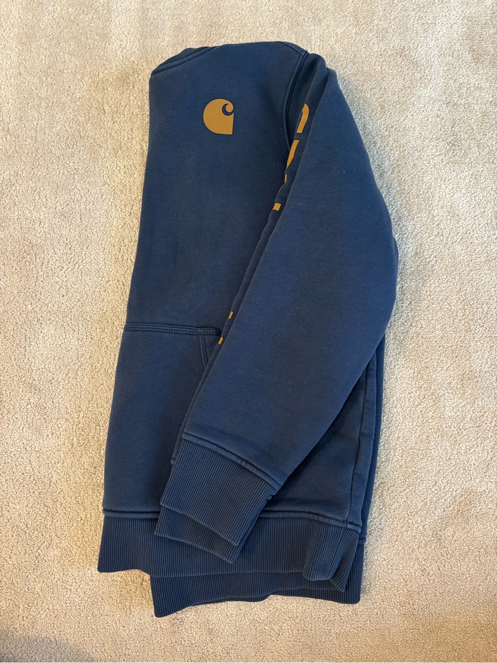 Carhartt Kids Navy Sweatshirt with Gold Chest Logo